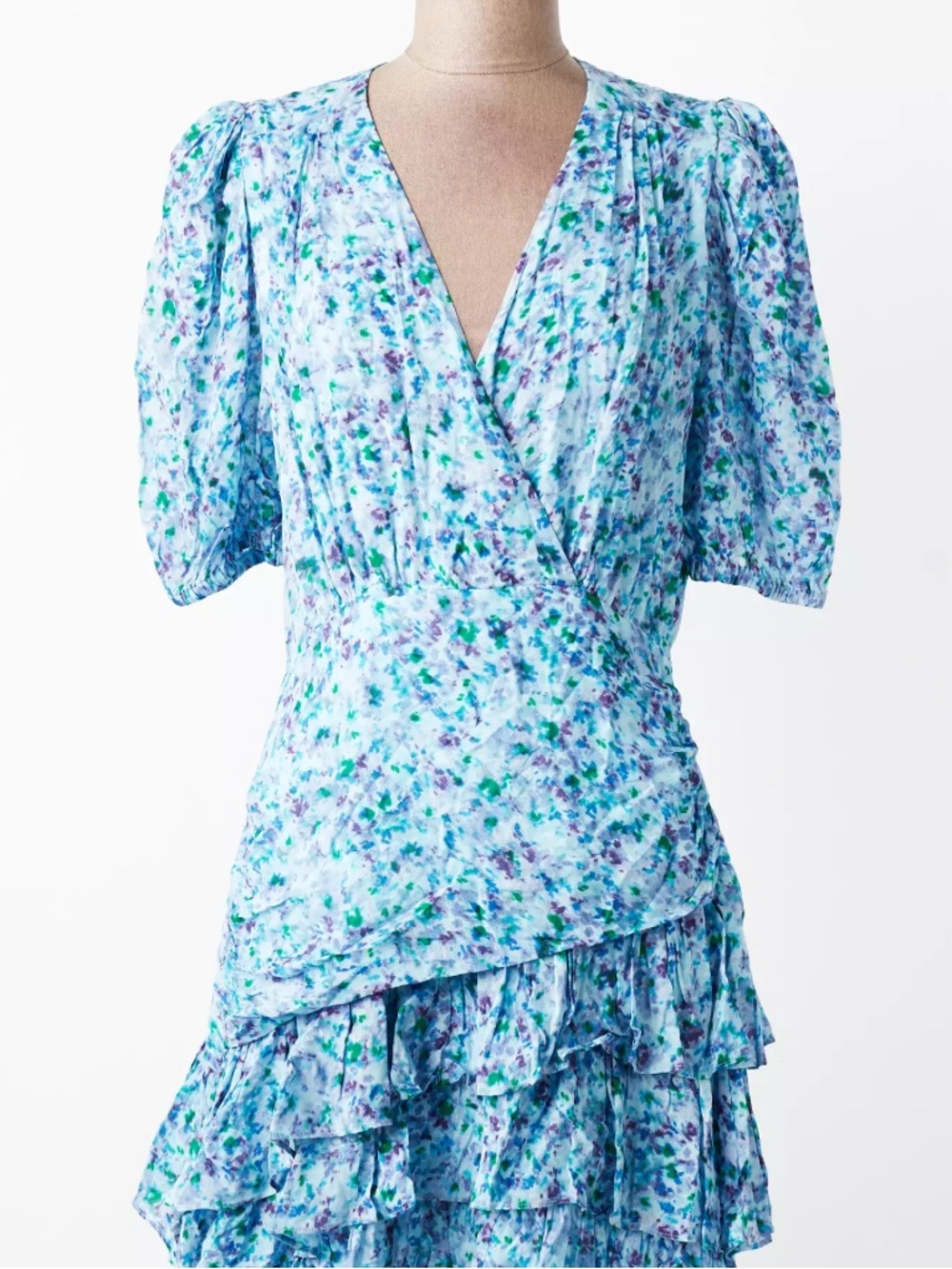 Suncoo Paris Clea Blue Ruffled Mini Dress